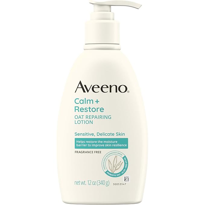 Aveeno Restorative Skin Therapy Moisturizing Oat Repairing Cream for Sensitive, Distressed, Dry Skin, with Prebiotic Oat & Aloe, Formulated without Parabens, Fragrance & Steroids, 12 oz